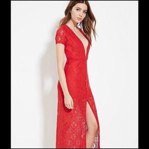 Worn once red lace maxi dress. Forever 21